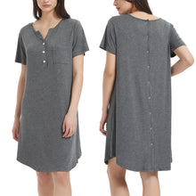 Load image into Gallery viewer, Women&#39;s Short-Sleeve Maternity Dress, Hospital Gown - Grey