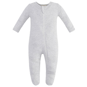 100% Cotton Zip Footed Pajamas - 2 Pack - Blue Star & Grey Melange