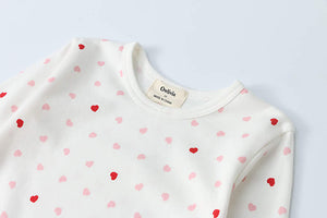 100% Organic Cotton Toddler 2 Piece Pajama Set - Pink Hearts