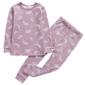 100% Organic Cotton Toddler 2 Piece Pajama Set - Mauve Feather