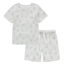 Load image into Gallery viewer, 100% Organic Cotton Toddler Summer 2 Piece short sleeve Pajama Set - Rabbit Gray