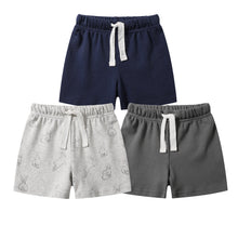 Load image into Gallery viewer, Organic Cotton Baby Shorts Toddler Summer Shorts - Gray &amp; Navy &amp; Grey Rabbit