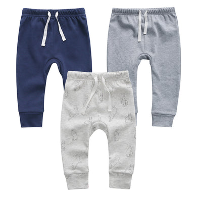 100% Cotton Joggers - 3 pack - Navy & Grey Melange & Grey Rabbit