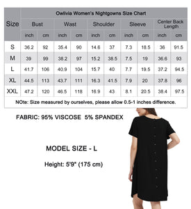 Women's Short-Sleeve Maternity Dress, Hospital Gown - Black